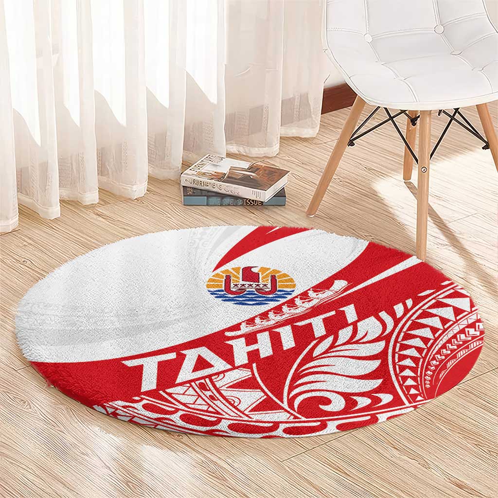 Tahiti Va'a Race Round Carpet Polynesian Tattoos Sporty Style - Polynesian Pride