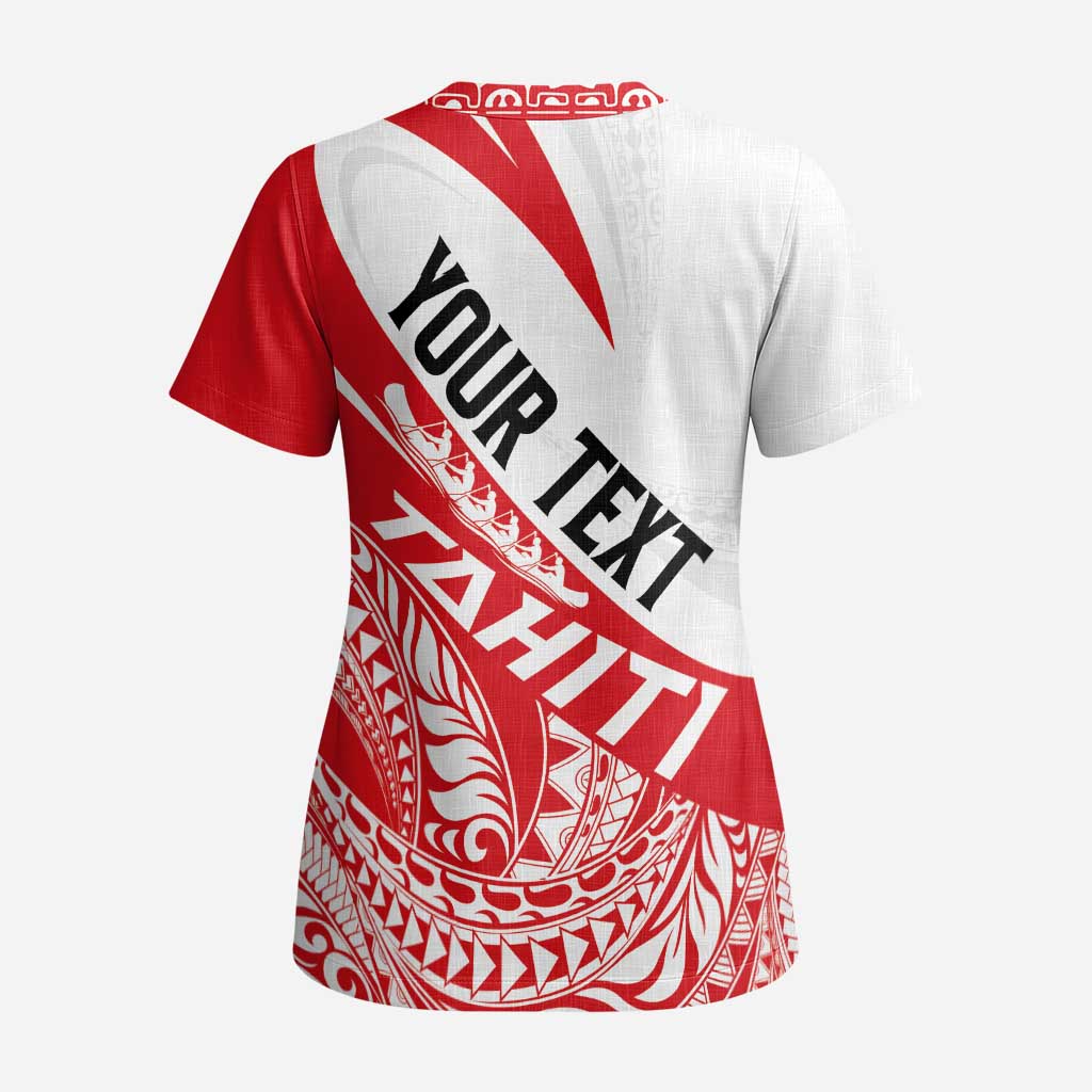 Personalised Tahiti Va'a Race Scrub Top Polynesian Tattoos Sporty Style - Polynesian Pride