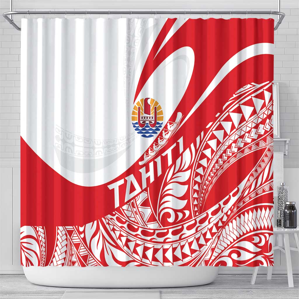 Tahiti Va'a Race Shower Curtain Polynesian Tattoos Sporty Style - Polynesian Pride