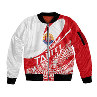 Personalised Tahiti Va'a Race Sleeve Zip Bomber Jacket Polynesian Tattoos Sporty Style - Polynesian Pride