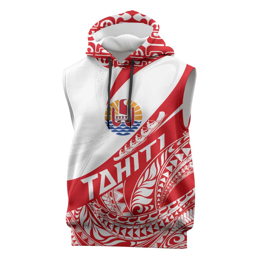 Personalised Tahiti Va'a Race Sleeveless Hoodie Polynesian Tattoos Sporty Style - Polynesian Pride