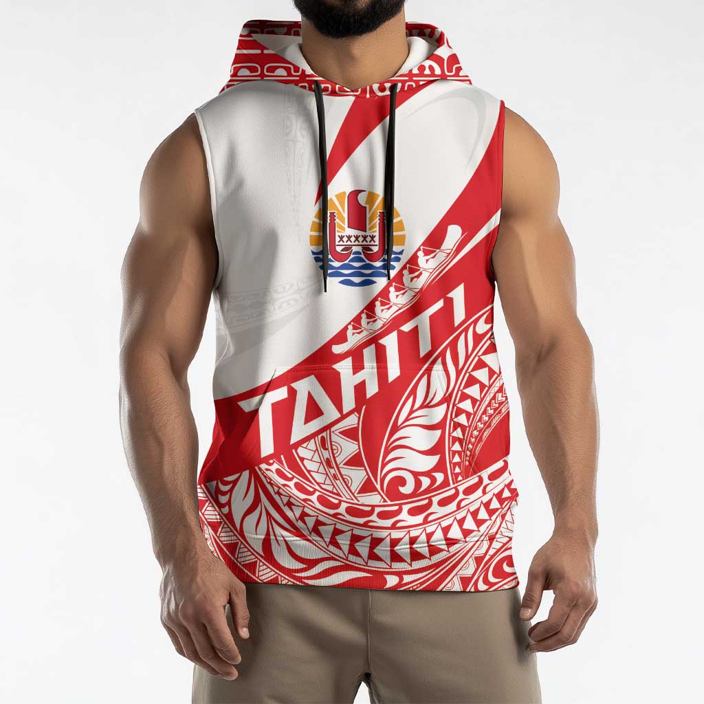 Personalised Tahiti Va'a Race Sleeveless Hoodie Polynesian Tattoos Sporty Style - Polynesian Pride