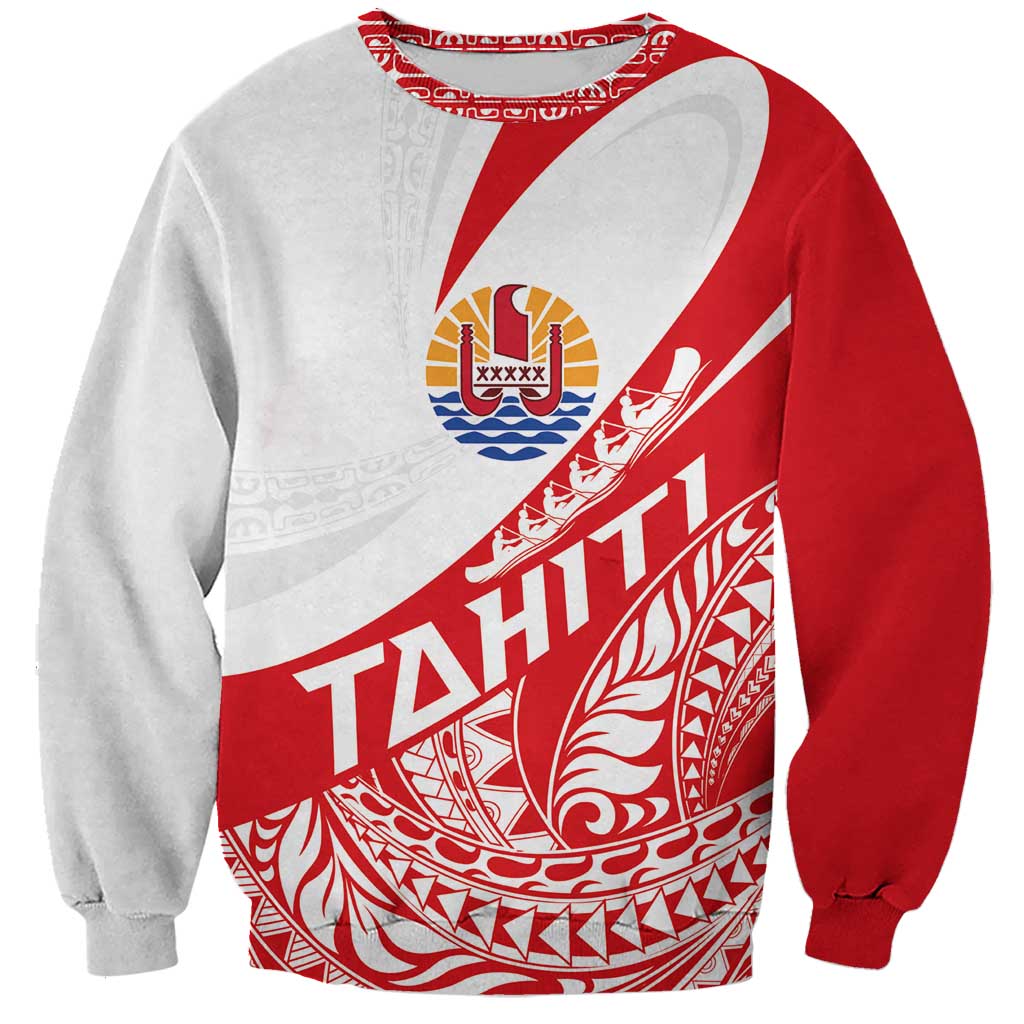 Personalised Tahiti Va'a Race Sweatshirt Polynesian Tattoos Sporty Style - Polynesian Pride