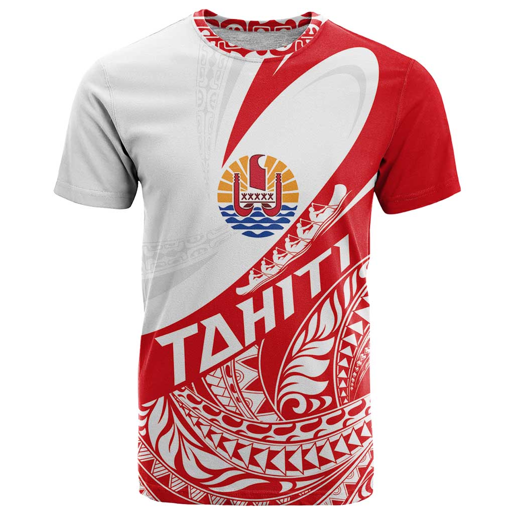 Personalised Tahiti Va'a Race T Shirt Polynesian Tattoos Sporty Style - Polynesian Pride