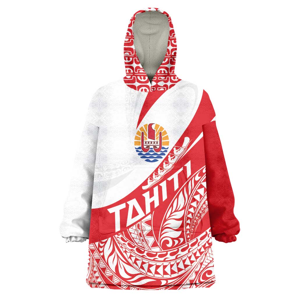 Personalised Tahiti Va'a Race Wearable Blanket Hoodie Polynesian Tattoos Sporty Style - Polynesian Pride