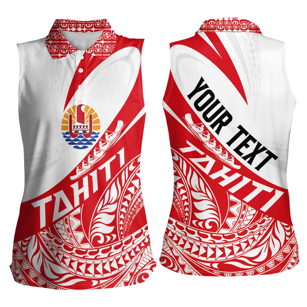Personalised Tahiti Va'a Race Women Sleeveless Polo Shirt Polynesian Tattoos Sporty Style - Polynesian Pride