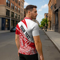 Personalised Tahiti Va'a Race Zipper Polo Shirt Polynesian Tattoos Sporty Style - Polynesian Pride