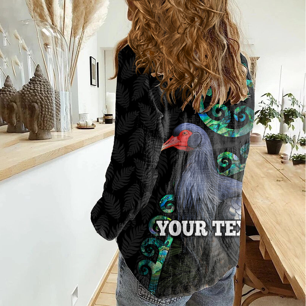 Custom Pukeko New Zealand Women Casual Shirt Koru Papua Shell with Silver Fern Pattern LT03 - Polynesian Pride
