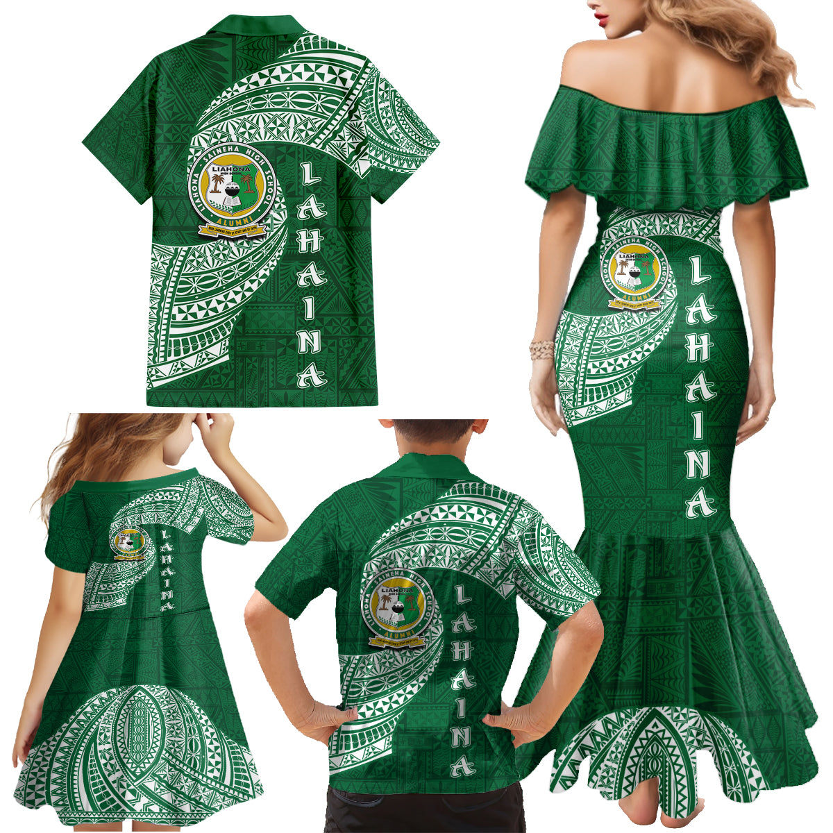 Tonga Lahaina High School Family Matching Mermaid Dress and Hawaiian Shirt Traditional Ngatu and Polynesian Pattern LT03 - Polynesian Pride