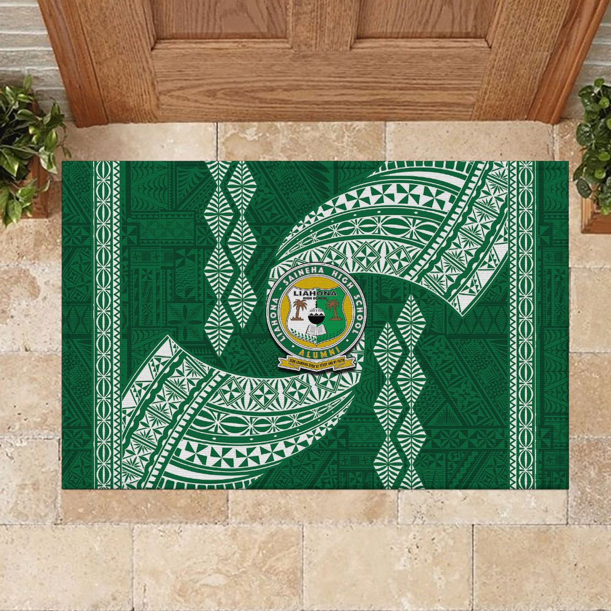 Tonga Lahaina High School Rubber Doormat Traditional Ngatu and Polynesian Pattern LT03 - Polynesian Pride