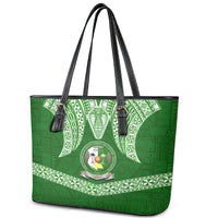 Tonga Liahona High School Leather Tote Bag Traditional Ngatu and Polynesian Pattern LT03 - Polynesian Pride