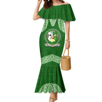 Tonga Liahona High School Mermaid Dress Traditional Ngatu and Polynesian Pattern LT03 Women Green - Polynesian Pride