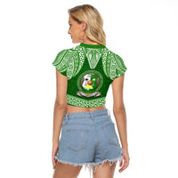 Tonga Liahona High School Raglan Cropped T Shirt Traditional Ngatu and Polynesian Pattern LT03 - Polynesian Pride