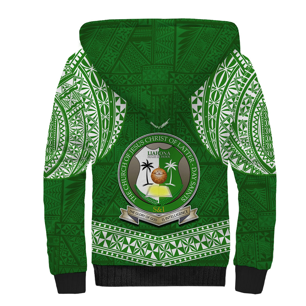 Tonga Liahona High School Sherpa Hoodie Traditional Ngatu and Polynesian Pattern LT03 - Polynesian Pride