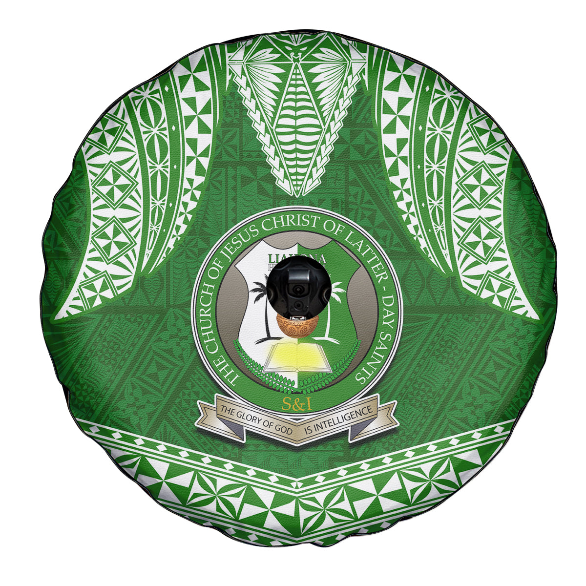 Tonga Liahona High School Spare Tire Cover Traditional Ngatu and Polynesian Pattern LT03 - Polynesian Pride