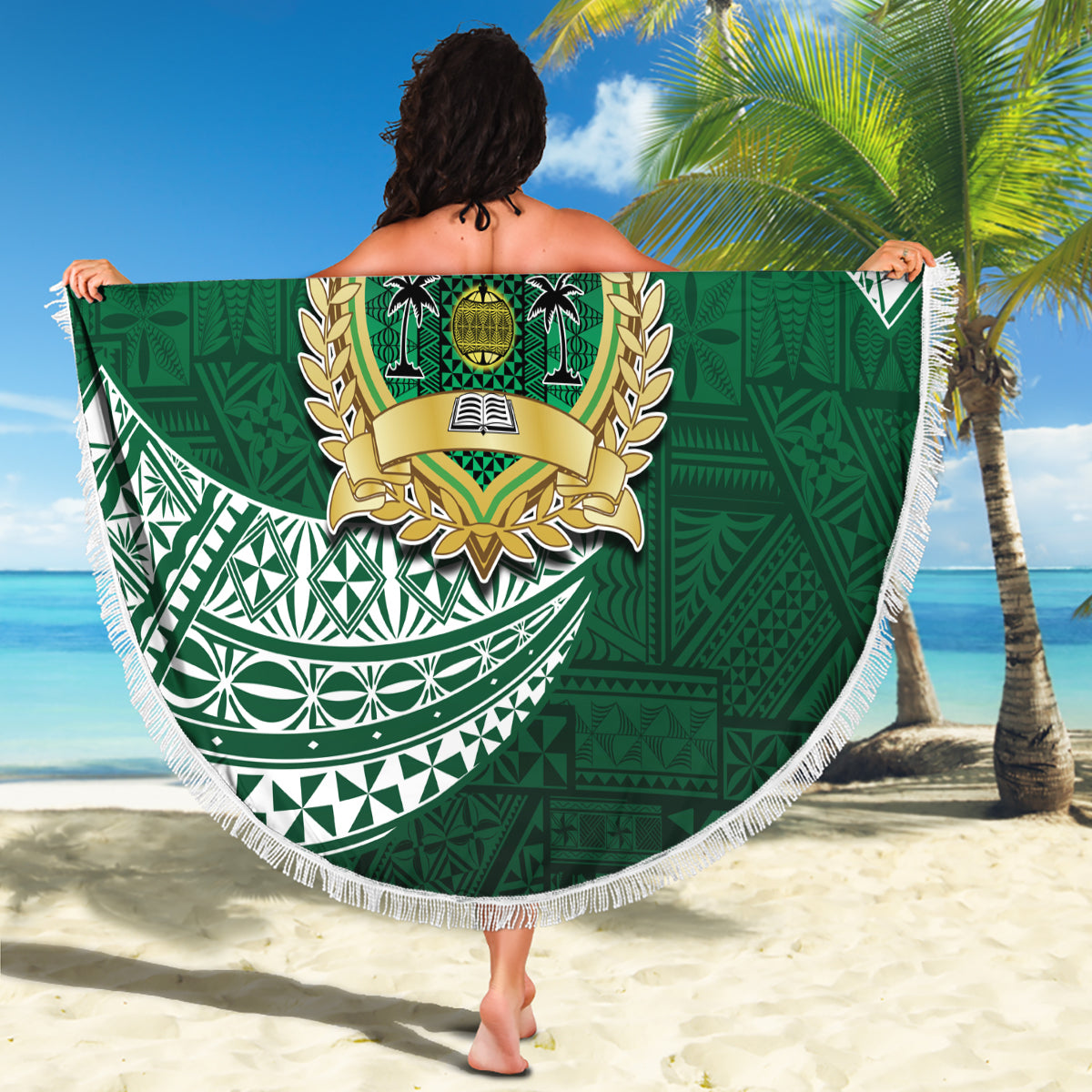 Tonga Saineha High School Beach Blanket Traditional Ngatu and Polynesian Pattern LT03 - Polynesian Pride