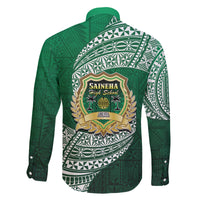 Tonga Saineha High School Family Matching Off Shoulder Long Sleeve Dress and Hawaiian Shirt Traditional Ngatu and Polynesian Pattern LT03 - Polynesian Pride