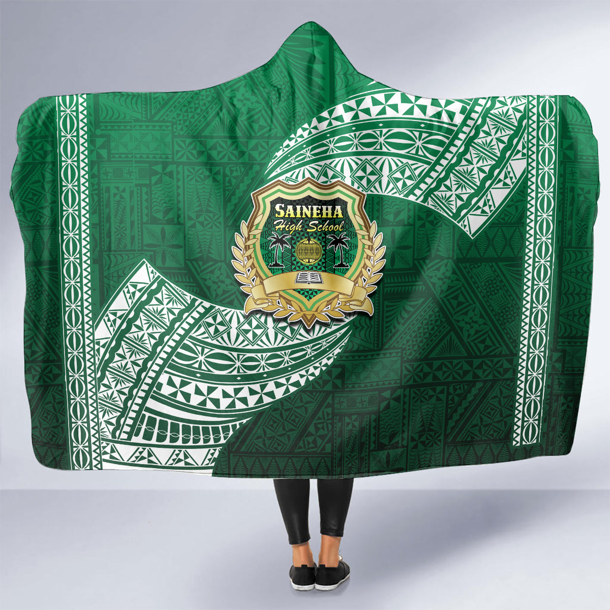 Tonga Saineha High School Hooded Blanket Traditional Ngatu and Polynesian Pattern LT03 - Polynesian Pride