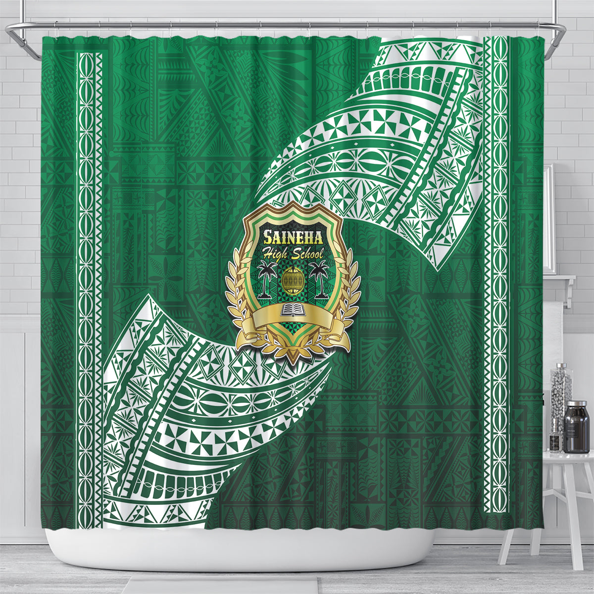 Tonga Saineha High School Shower Curtain Traditional Ngatu and Polynesian Pattern LT03 - Polynesian Pride