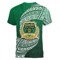 Tonga Saineha High School Women V Neck T Shirt Traditional Ngatu and Polynesian Pattern LT03 - Polynesian Pride