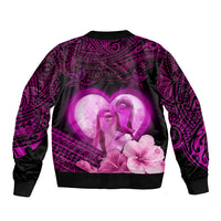 Dolphin Couple Love Story Valentine Day Bomber Jacket With Polynesian Tribal Tattoo Pink Style LT03 - Polynesian Pride