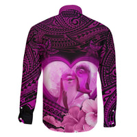 Dolphin Couple Love Story Valentine Day Family Matching Long Sleeve Bodycon Dress and Hawaiian Shirt With Polynesian Tribal Tattoo Pink Style LT03 - Polynesian Pride