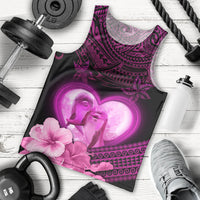 Dolphin Couple Love Story Valentine Day Men Tank Top With Polynesian Tribal Tattoo Pink Style LT03 - Polynesian Pride