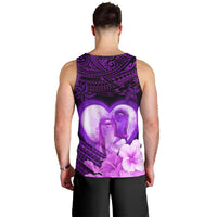 Dolphin Couple Love Story Valentine Day Men Tank Top With Polynesian Tribal Tattoo Purple Style LT03 - Polynesian Pride