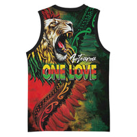 Aotearoa One Love Basketball Jersey Reggae Lion with Kakahu Huruhuru LT03 - Polynesian Pride