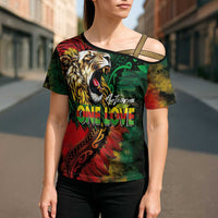 Aotearoa One Love Cross Shoulder Shirt Reggae Lion with Kakahu Huruhuru LT03 - Polynesian Pride