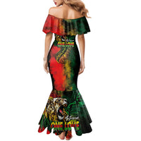 Aotearoa One Love Family Matching Mermaid Dress and Hawaiian Shirt Reggae Lion with Kakahu Huruhuru