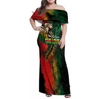 Aotearoa One Love Family Matching Off Shoulder Maxi Dress and Hawaiian Shirt Reggae Lion with Kakahu Huruhuru
