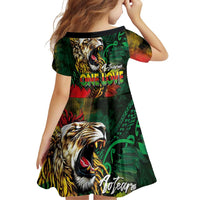 Aotearoa One Love Family Matching Puletasi and Hawaiian Shirt Reggae Lion with Kakahu Huruhuru LT03 - Polynesian Pride