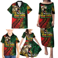 Aotearoa One Love Family Matching Puletasi and Hawaiian Shirt Reggae Lion with Kakahu Huruhuru LT03 - Polynesian Pride