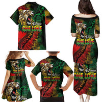 Aotearoa One Love Family Matching Puletasi and Hawaiian Shirt Reggae Lion with Kakahu Huruhuru LT03 - Polynesian Pride
