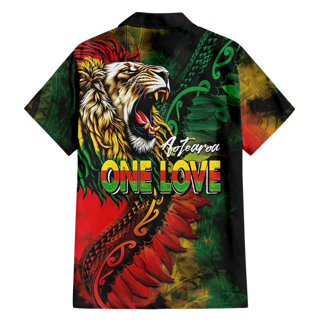 Aotearoa One Love Family Matching Puletasi and Hawaiian Shirt Reggae Lion with Kakahu Huruhuru LT03 - Polynesian Pride