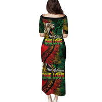 Aotearoa One Love Family Matching Puletasi and Hawaiian Shirt Reggae Lion with Kakahu Huruhuru LT03 - Polynesian Pride