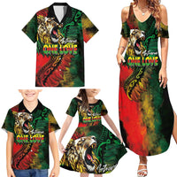 Aotearoa One Love Family Matching Summer Maxi Dress and Hawaiian Shirt Reggae Lion with Kakahu Huruhuru