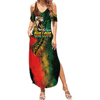 Aotearoa One Love Family Matching Summer Maxi Dress and Hawaiian Shirt Reggae Lion with Kakahu Huruhuru