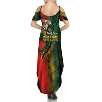 Aotearoa One Love Family Matching Summer Maxi Dress and Hawaiian Shirt Reggae Lion with Kakahu Huruhuru