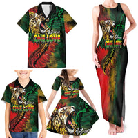 Aotearoa One Love Family Matching Tank Maxi Dress and Hawaiian Shirt Reggae Lion with Kakahu Huruhuru