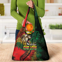 Aotearoa One Love Grocery Bag Reggae Lion with Kakahu Huruhuru