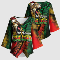 Aotearoa One Love Kimono Sleeve Blouse Reggae Lion with Kakahu Huruhuru LT03 - Polynesian Pride