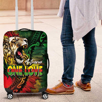 Aotearoa One Love Luggage Cover Reggae Lion with Kakahu Huruhuru LT03 Black - Polynesian Pride