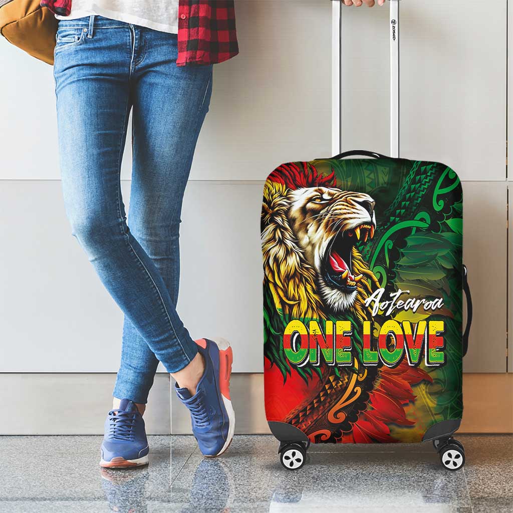 Aotearoa One Love Luggage Cover Reggae Lion with Kakahu Huruhuru LT03 - Polynesian Pride