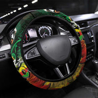 Aotearoa One Love Steering Wheel Cover Reggae Lion with Kakahu Huruhuru