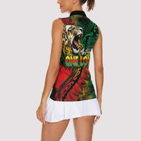 Aotearoa One Love Women Sleeveless Polo Shirt Reggae Lion with Kakahu Huruhuru LT03 - Polynesian Pride