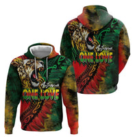 Aotearoa One Love Zip Hoodie Reggae Lion with Kakahu Huruhuru LT03 - Polynesian Pride