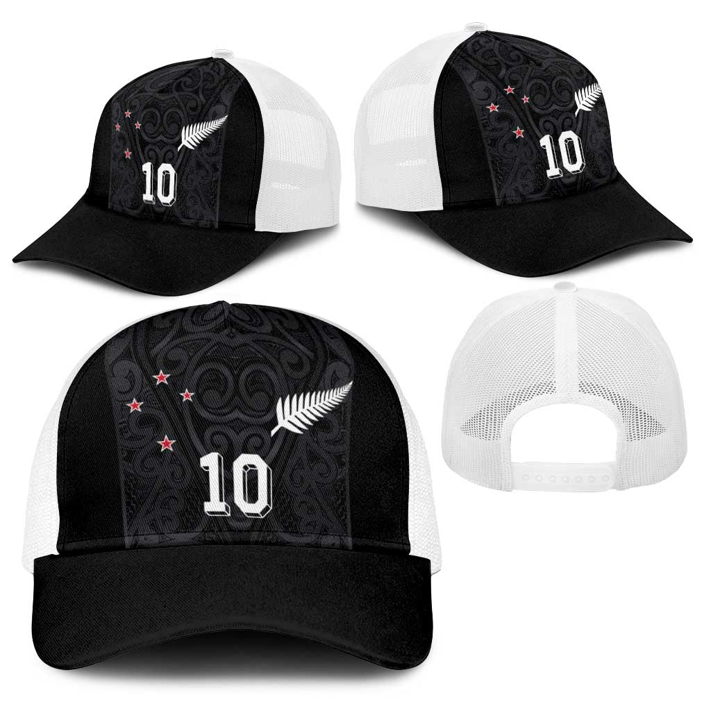 Custom Aotearoa Rugby Baseball Net Cap Fern Blacks-Traditional Maori Motifs Design