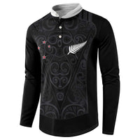 Custom Aotearoa Rugby Button Sweatshirt Fern Blacks-Traditional Maori Motifs Design